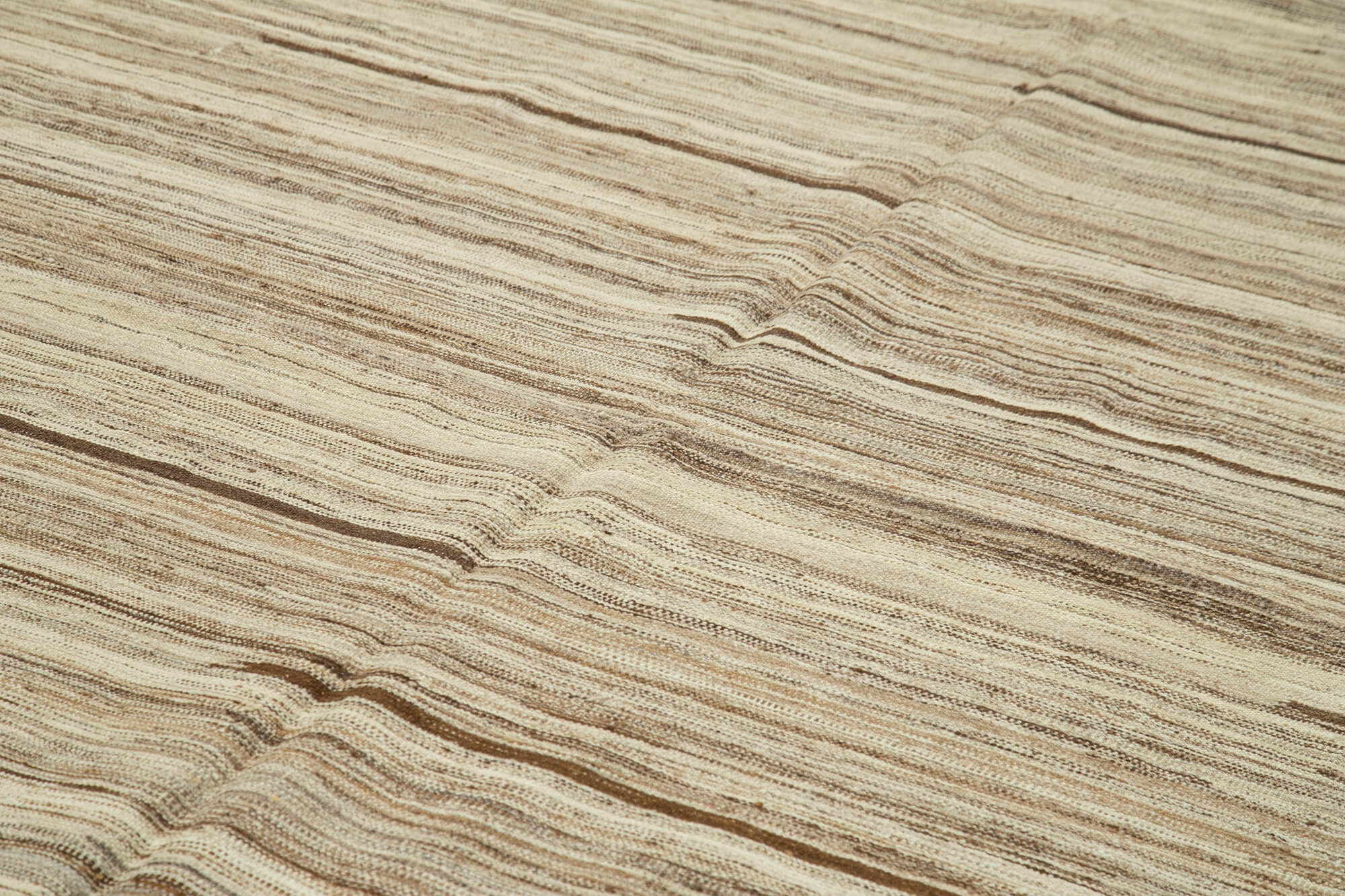 Handmade Area Rug – Beige Geometric Wool Cotton Carpet 8'1''x13'9'' Durable Soft Texture
