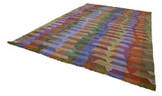 Handmade Area Rug – Vintage Turkish Wool Cotton Geometric Rug 10'x13'7''