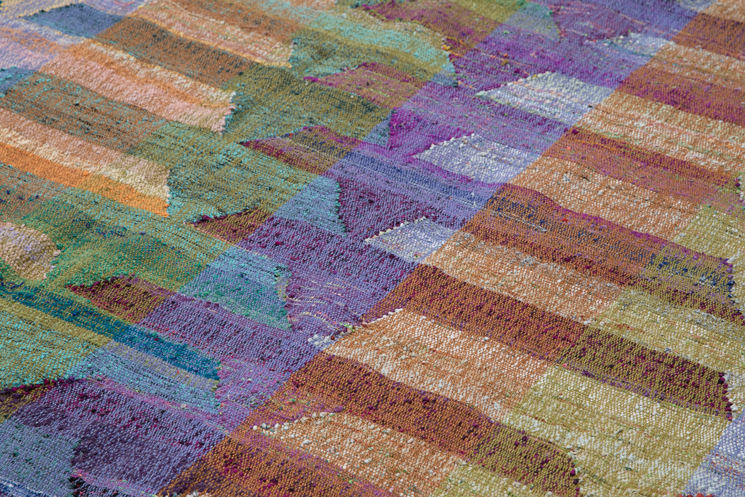 Handmade Area Rug – Vintage Turkish Wool Cotton Geometric Rug 10'x13'7''