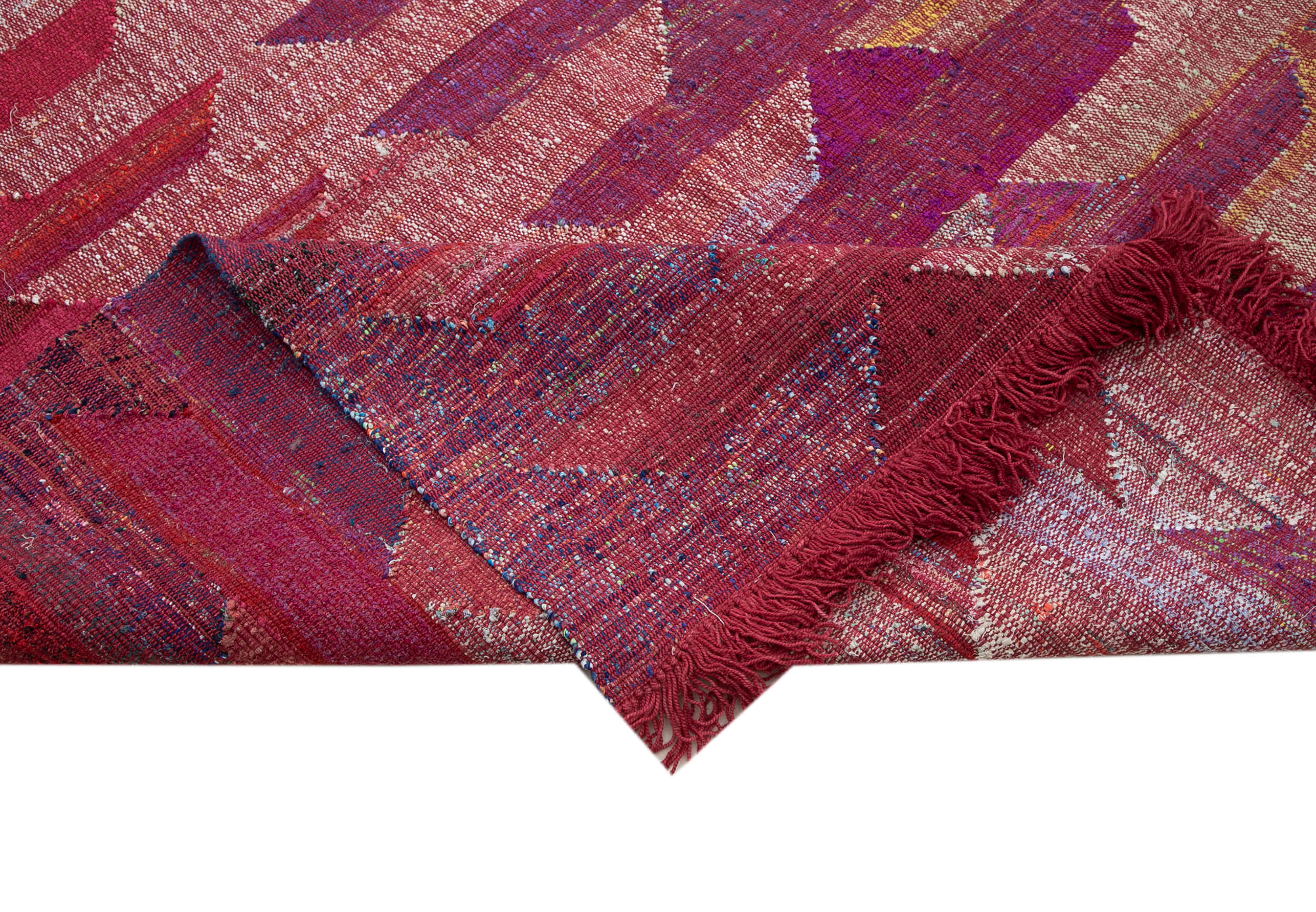 Scrap Pink Geometric Cotton Wool Handmade Area Rug 13'1'' x 16'5''