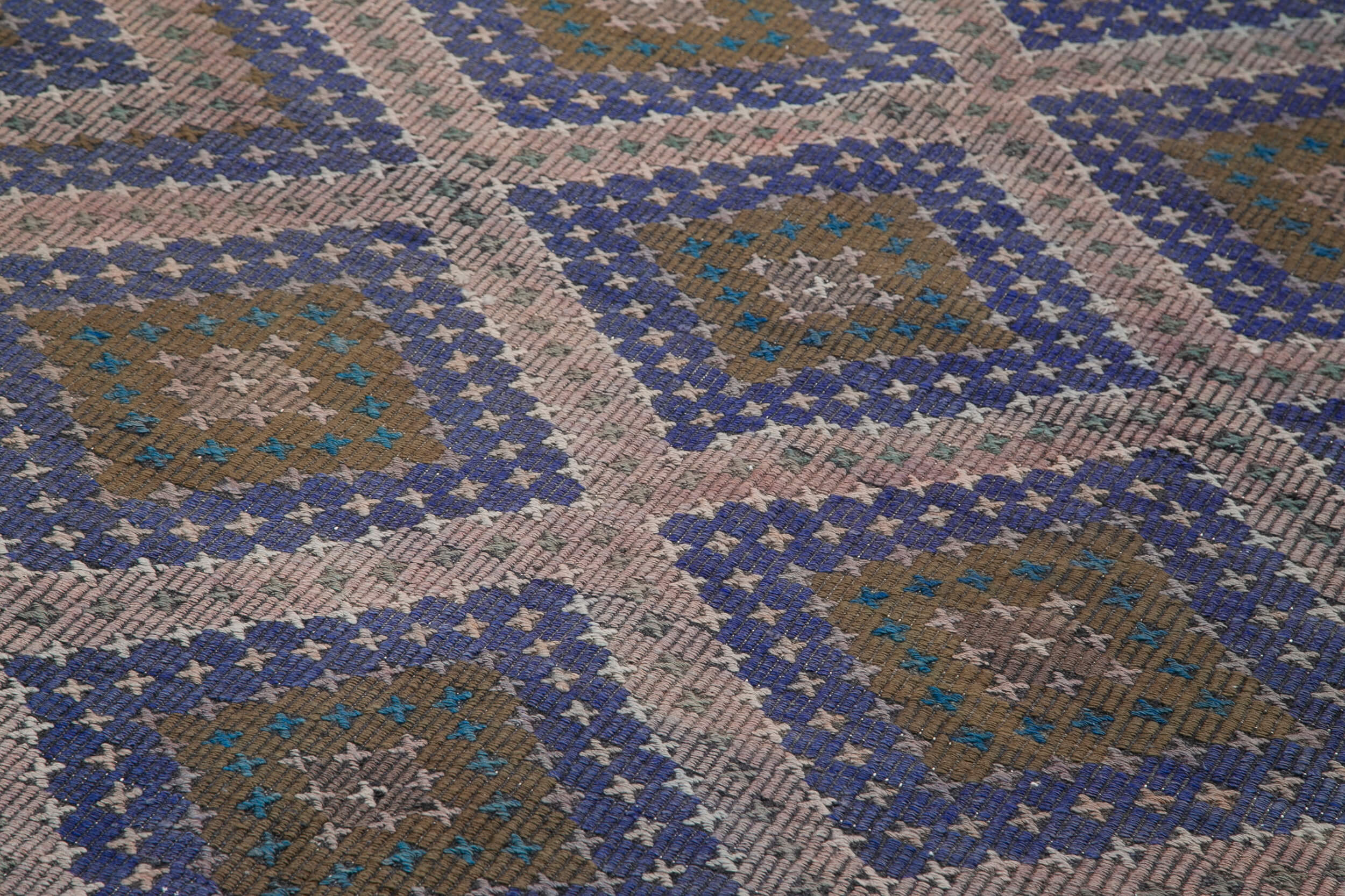 Handmade Kilim Rug - Geometric Brown Goat Hair Vintage Turkish Carpet 5'10''x12'1''