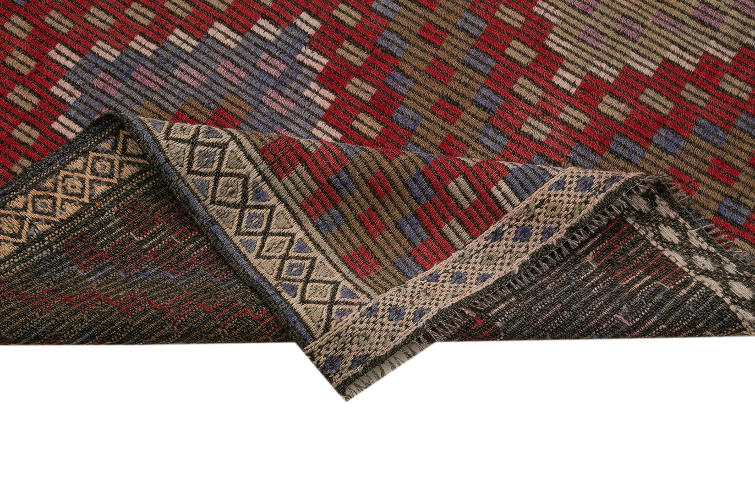 Handmade Geometric Kilim Rug – White Goat Hair Turkish Area Rug 6'3''x10'4''