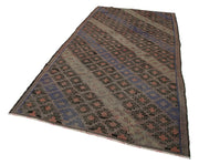 Handmade Kilim Rug – Brown Wool Rug with Geometric Pattern | Vintage Turkish Carpet