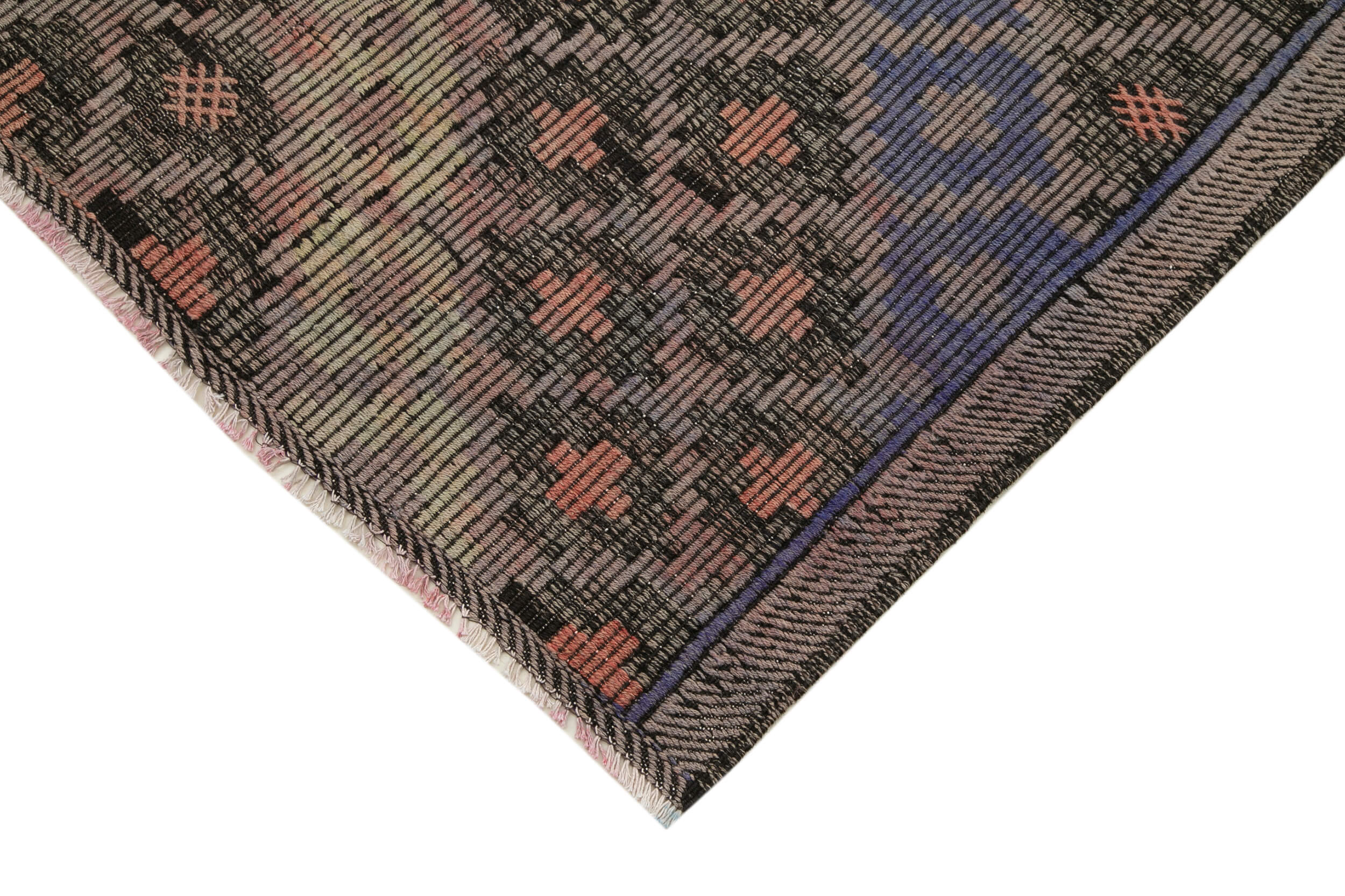 Handmade Kilim Rug – Brown Wool Rug with Geometric Pattern | Vintage Turkish Carpet