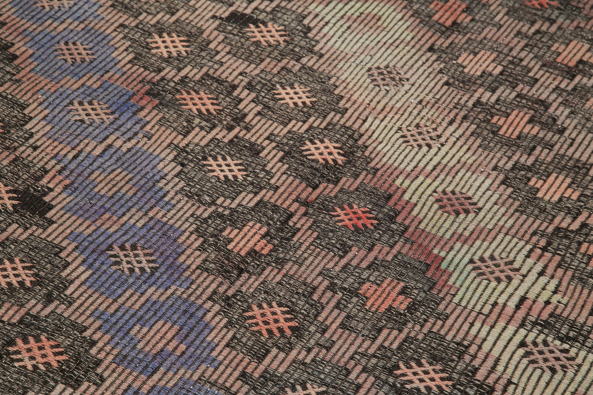 Handmade Kilim Rug – Brown Wool Rug with Geometric Pattern | Vintage Turkish Carpet