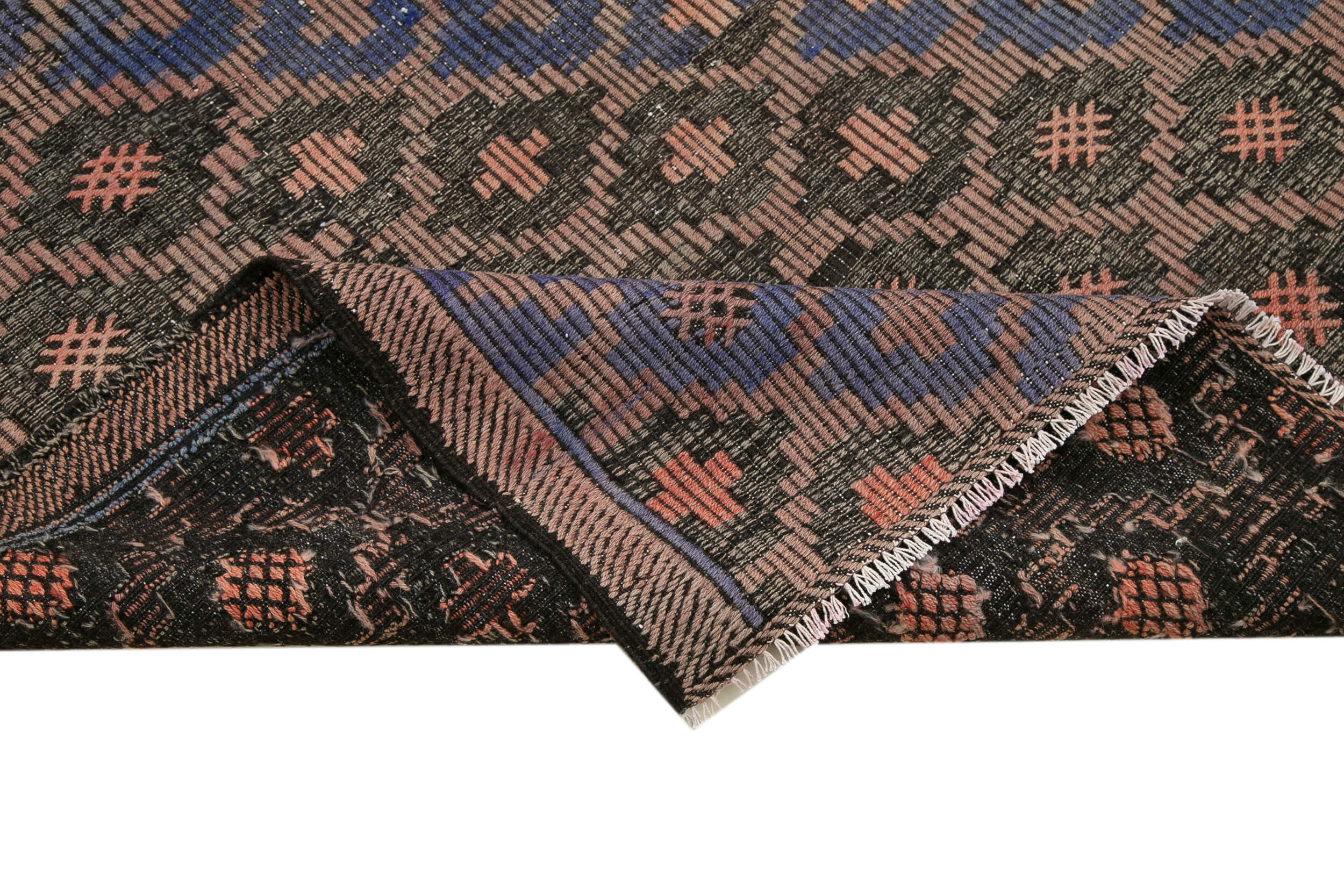 Handmade Kilim Rug – Brown Wool Rug with Geometric Pattern | Vintage Turkish Carpet