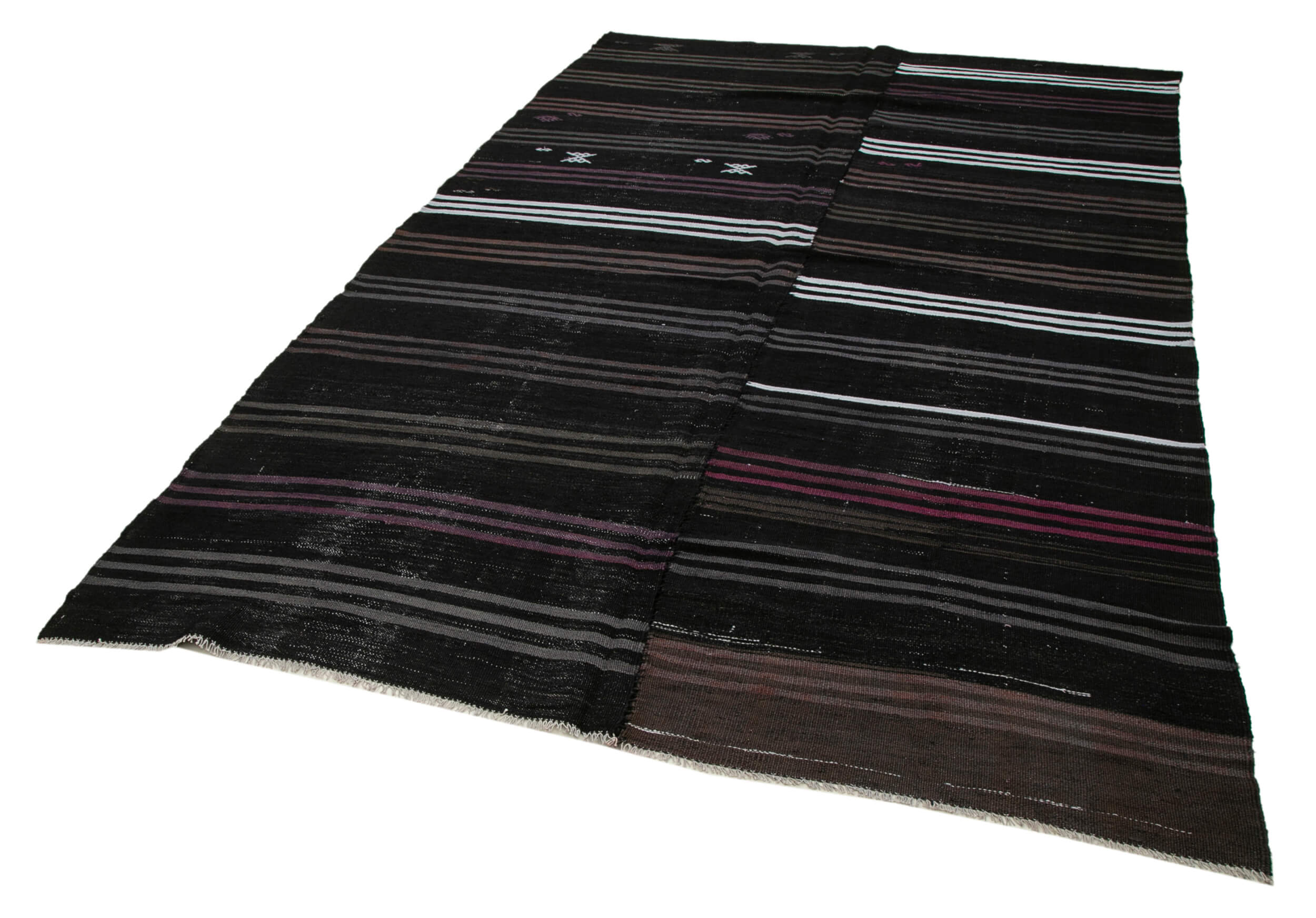 Handmade Geometric Kilim Rug - Black Geometric Turkish Kilim Carpet 6x10 Handmade Rug