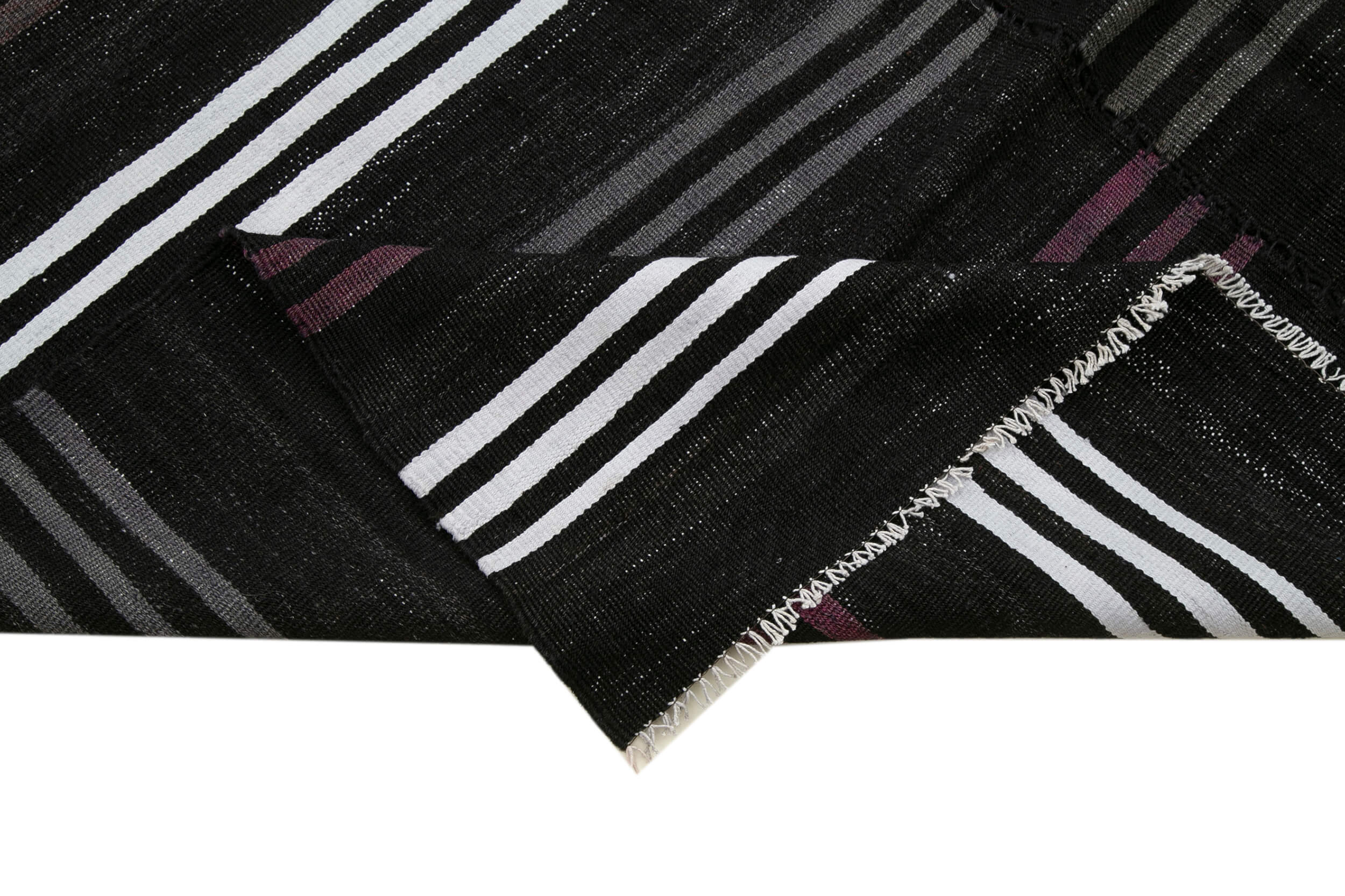 Handmade Geometric Kilim Rug - Black Geometric Turkish Kilim Carpet 6x10 Handmade Rug