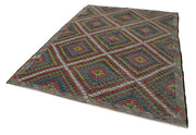 Handmade Geometric Rug - White Kilim Carpet | Goat Hair & Wool Cotton Blend 6'9''x9'8''