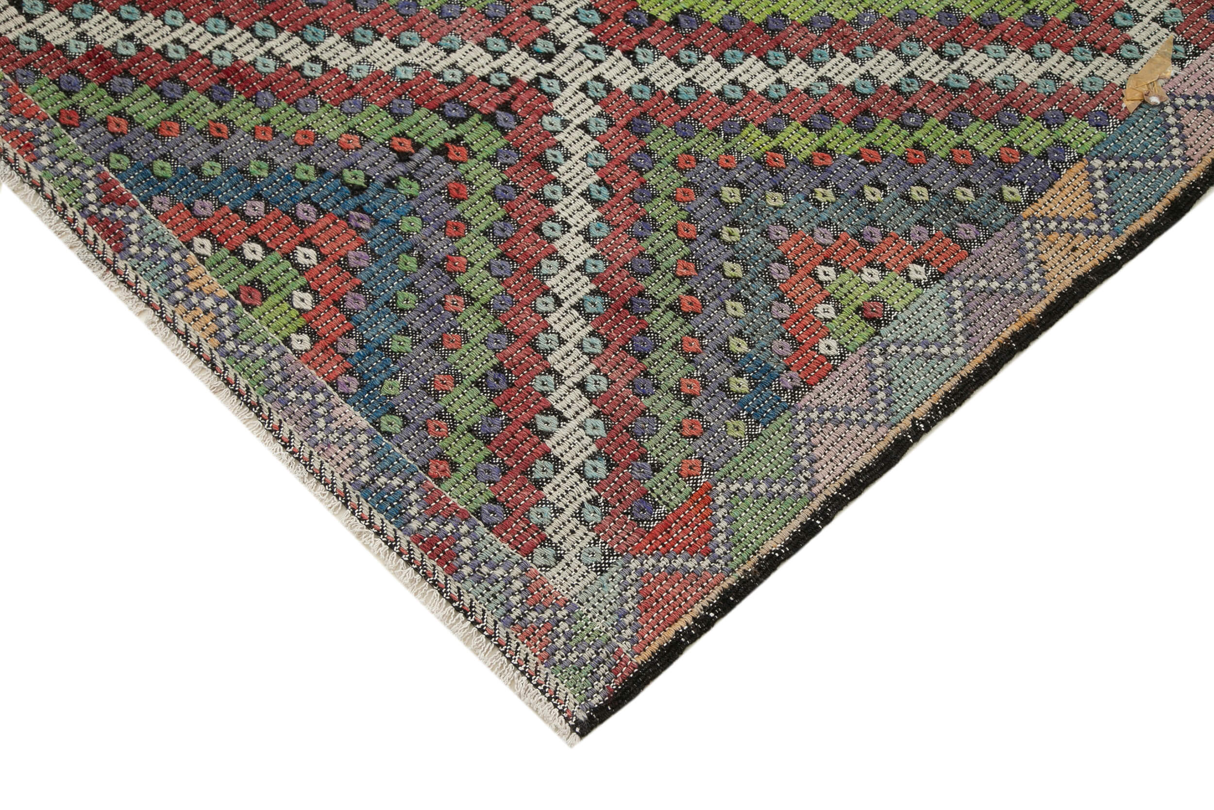 Handmade Geometric Rug - White Kilim Carpet | Goat Hair & Wool Cotton Blend 6'9''x9'8''