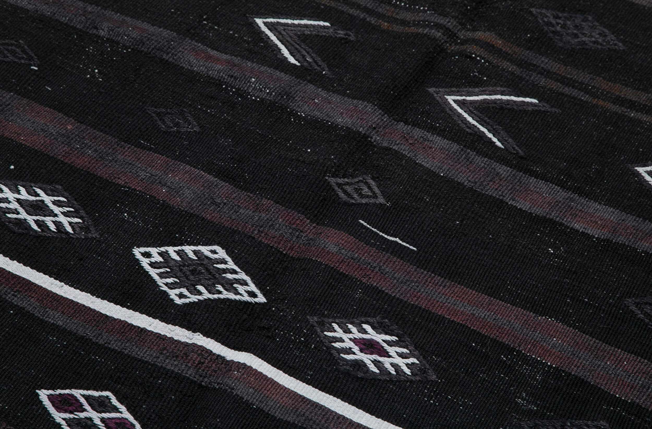 Handmade Geometric Kilim Rug – Black Goat Hair 4'10''x8'4'' Flat Weave Area Rug