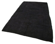 Handmade Geometric Kilim Rug – Black Vintage Wool Turkish Area Carpet 5'8''x9'11''