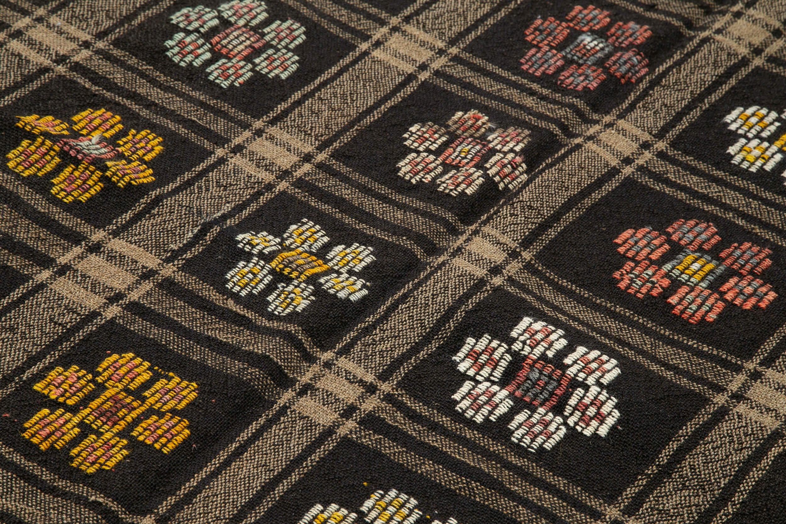 Handmade Kilim Rug – Geometric Brown Goat Hair Flat Weave Rug 6'6''x8'0''
