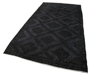 Handmade Geometric Kilim Rug - Black Goat Hair 5'3''x10'4'' Flat Weave Carpet