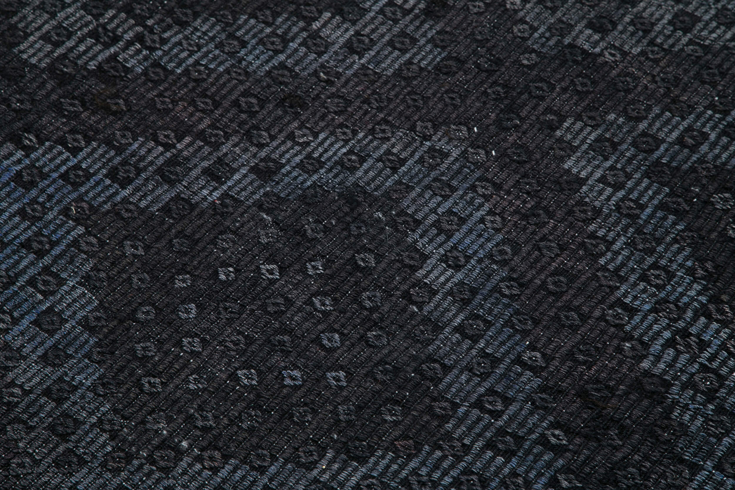 Handmade Geometric Kilim Rug - Black Goat Hair 5'3''x10'4'' Flat Weave Carpet