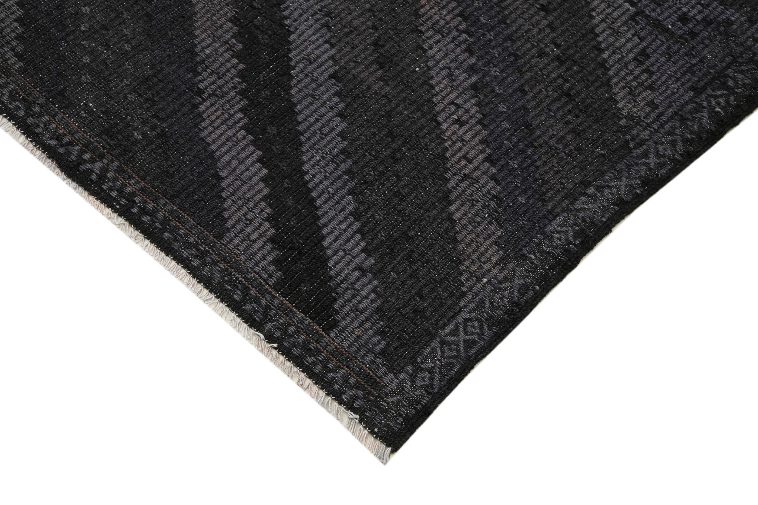 Handmade Kilim Rug – Geometric Kilim Rug Black Goat Hair 6'5'' x 10'5'' Durable Floor Covering
