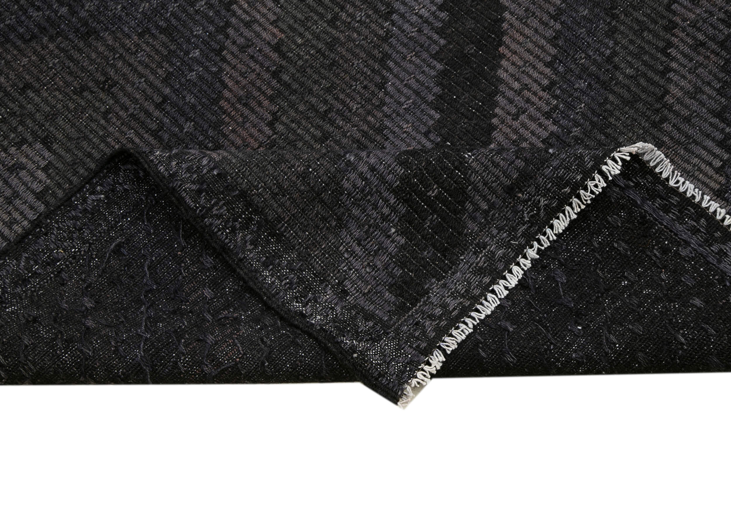 Handmade Kilim Rug – Geometric Kilim Rug Black Goat Hair 6'5'' x 10'5'' Durable Floor Covering