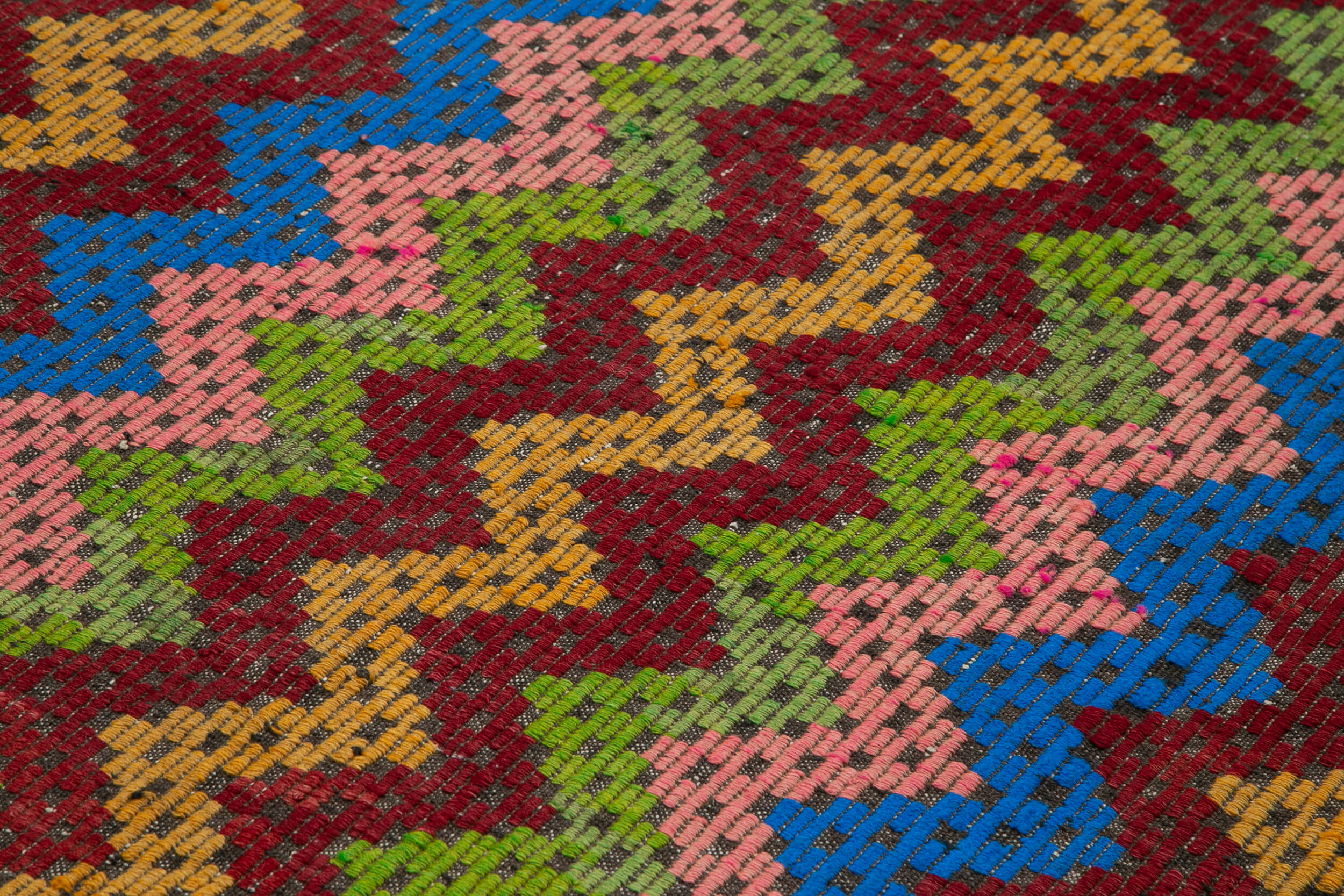 Handmade Geometric Kilim Rug - Vintage Turkish Carpet 6x8 Feet Bohemian Style