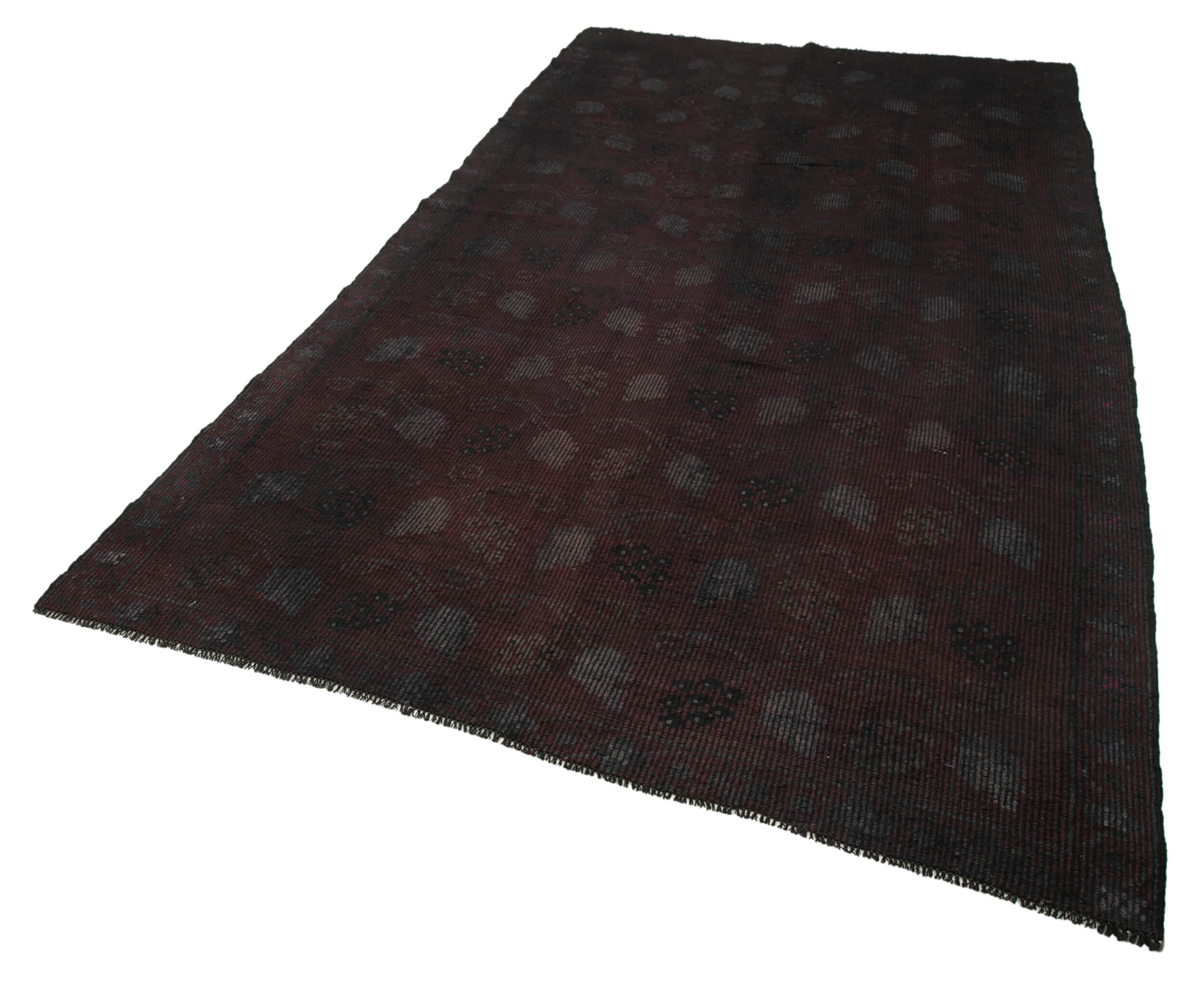 Handmade Kilim Rug - Brown Wool Rug with Geometric Patterns | Artisan Crafted Turkish Vintage Carpet 6'1''x10'8''