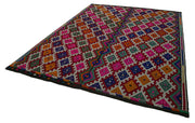 Handmade Geometric Kilim Rug – White Geometric Rug, Goat Hair, 8'2''x10'3''