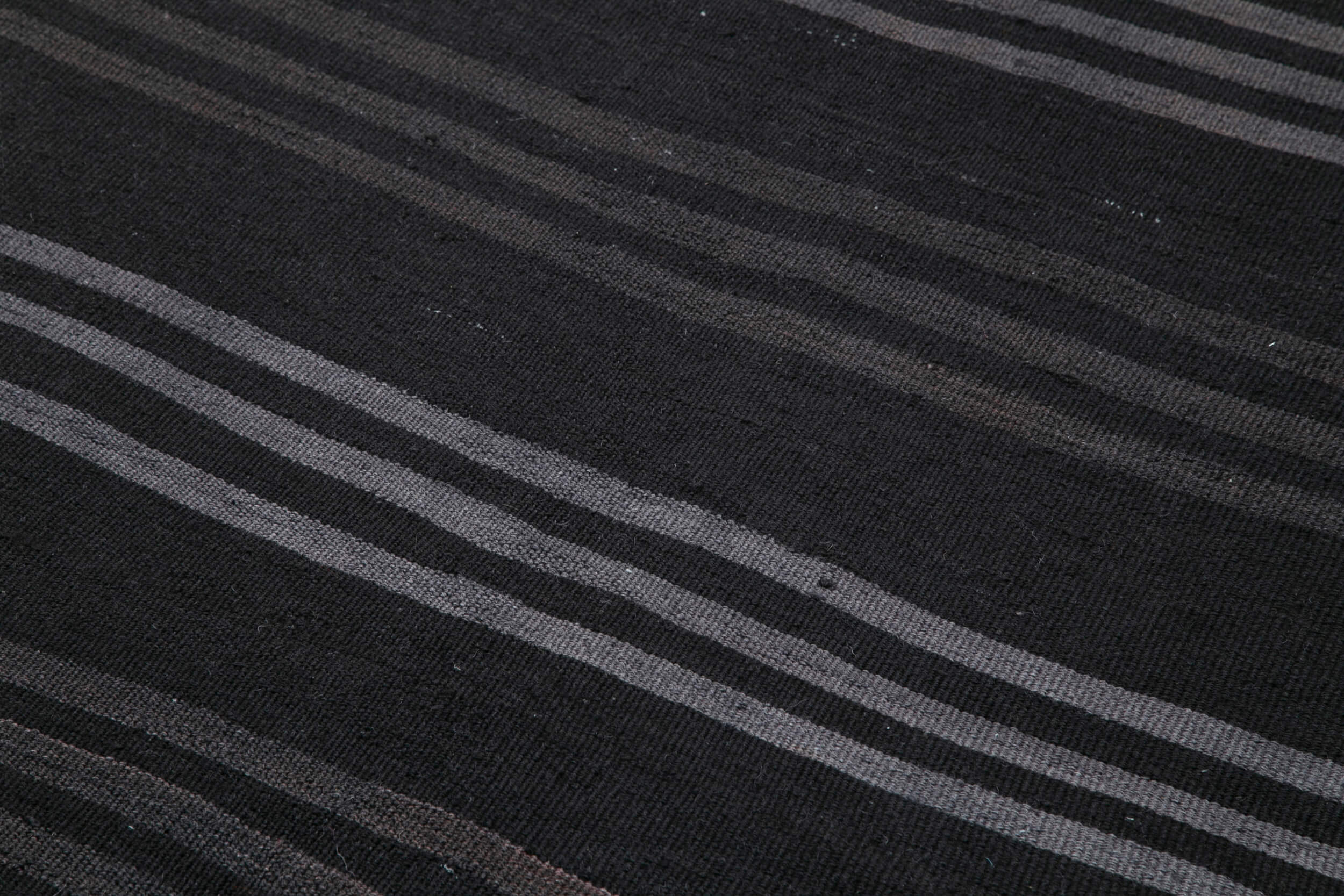Handmade Geometric Kilim Rug - Black Turkish Vintage Carpet 4'9''x12'4'' Flat Weave