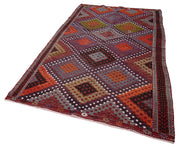 Handmade Kilim Rug | Turkish Goat Hair Rug 5x9 - Durable Wool Carpet, Geometric Design