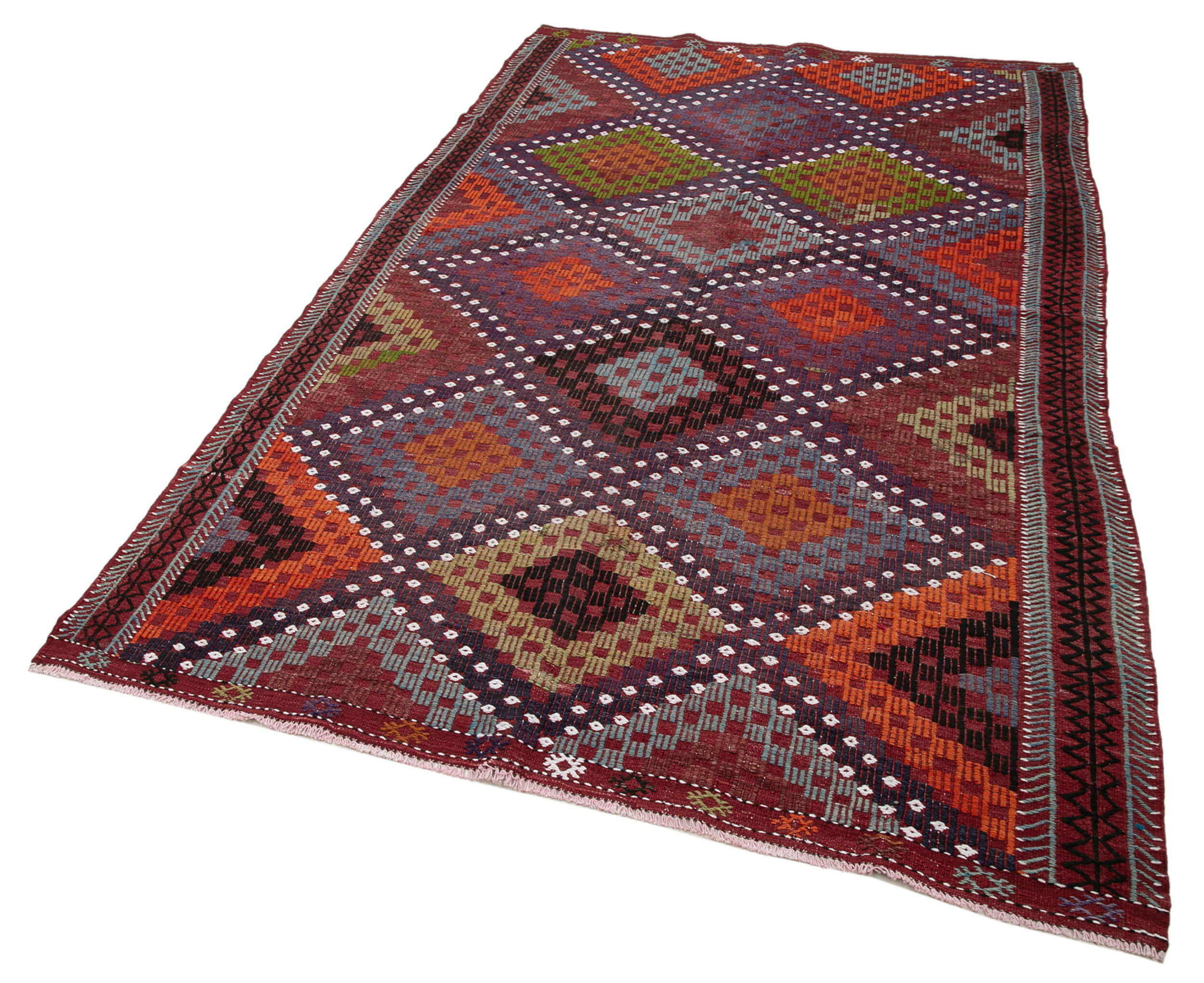 Handmade Kilim Rug | Turkish Goat Hair Rug 5x9 - Durable Wool Carpet, Geometric Design