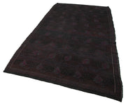 Handmade Geometric Kilim Rug - Brown Goat Hair 5'6" x 10'2" Turkish Vintage Area Rug