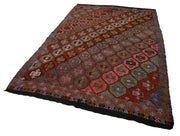 Handmade Geometric Kilim Rug – Goat Hair Kilim Carpet, 5x9 Feet Wool Rug, Artisan Woven Area Carpet