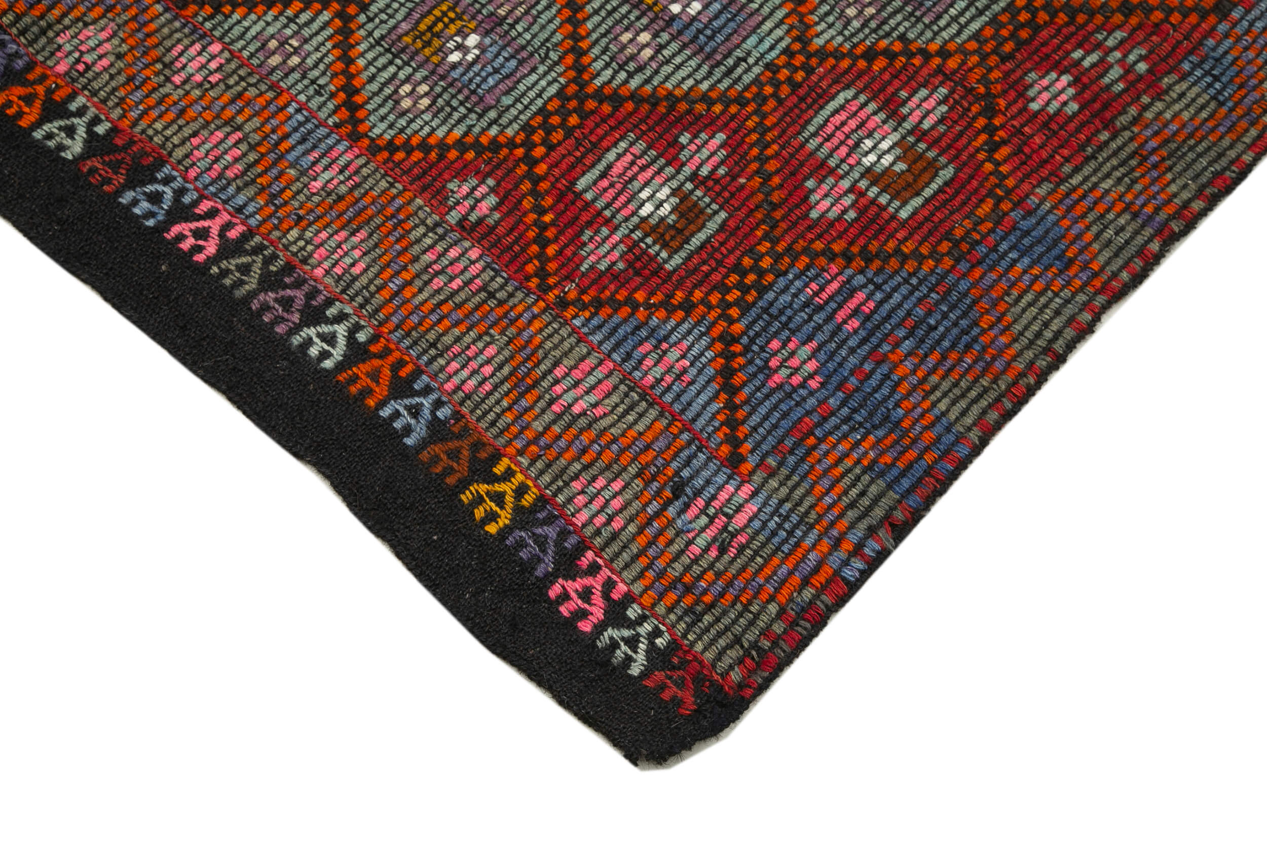 Handmade Geometric Kilim Rug – Goat Hair Kilim Carpet, 5x9 Feet Wool Rug, Artisan Woven Area Carpet