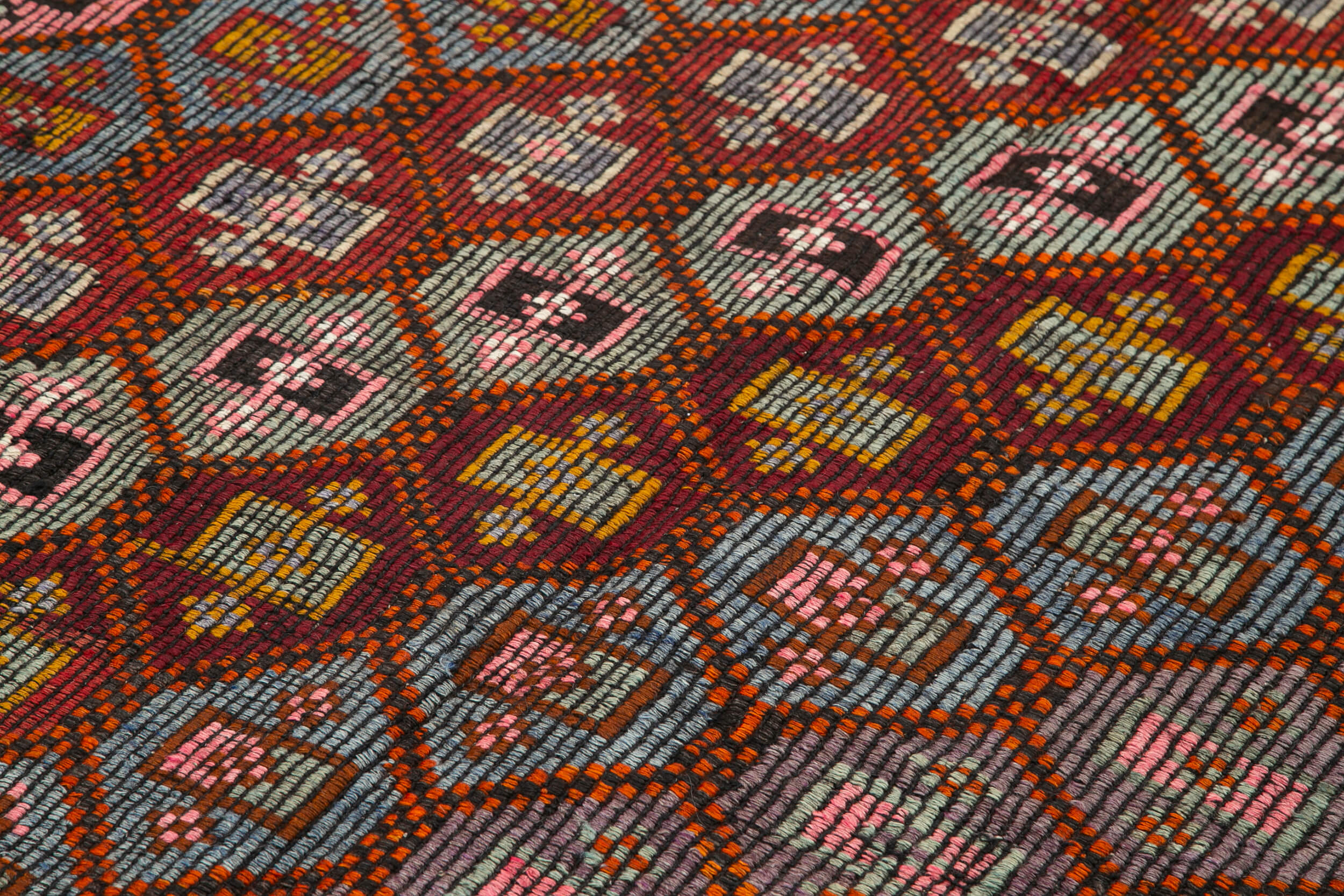 Handmade Geometric Kilim Rug – Goat Hair Kilim Carpet, 5x9 Feet Wool Rug, Artisan Woven Area Carpet