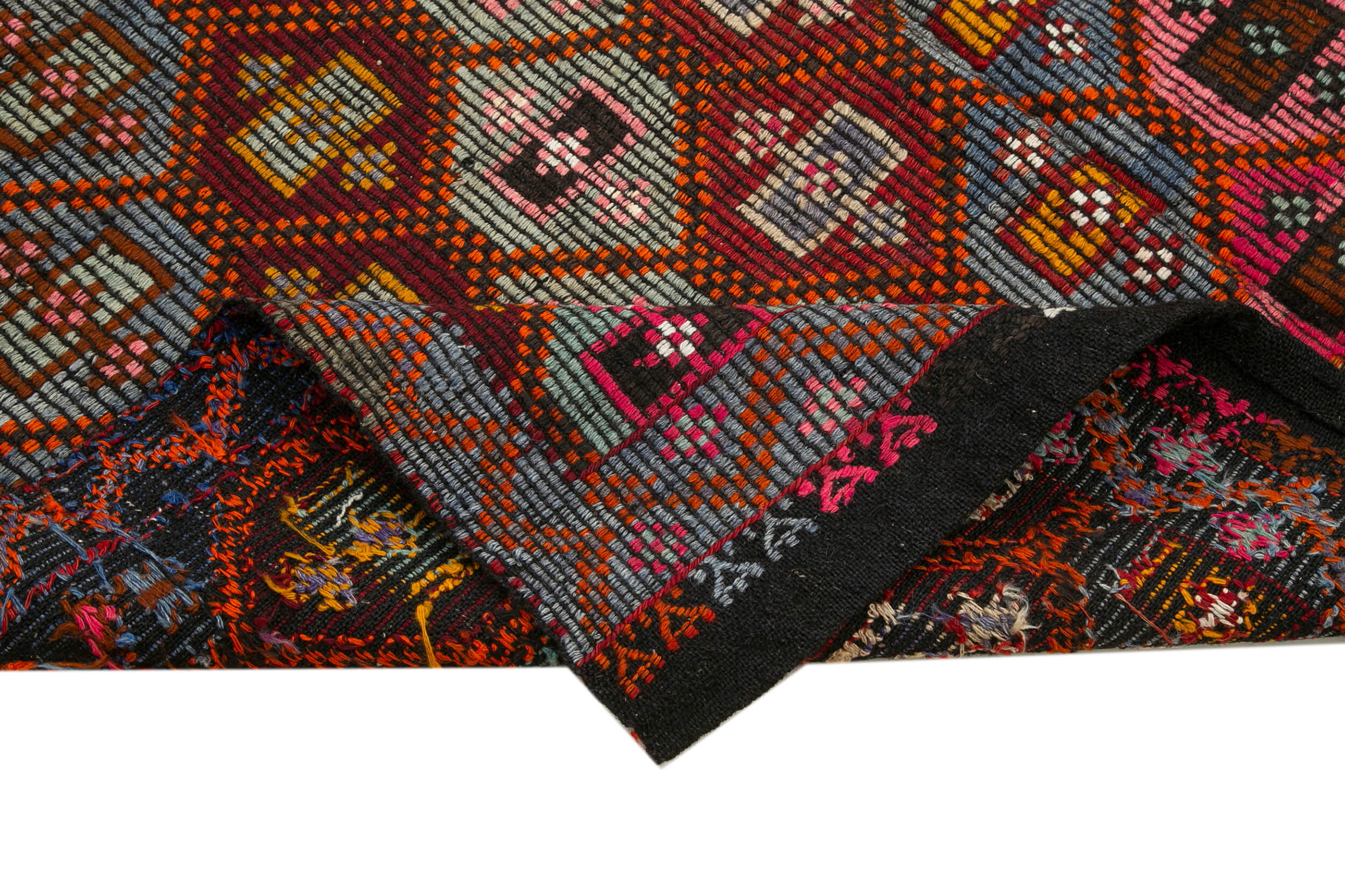 Handmade Geometric Kilim Rug – Goat Hair Kilim Carpet, 5x9 Feet Wool Rug, Artisan Woven Area Carpet
