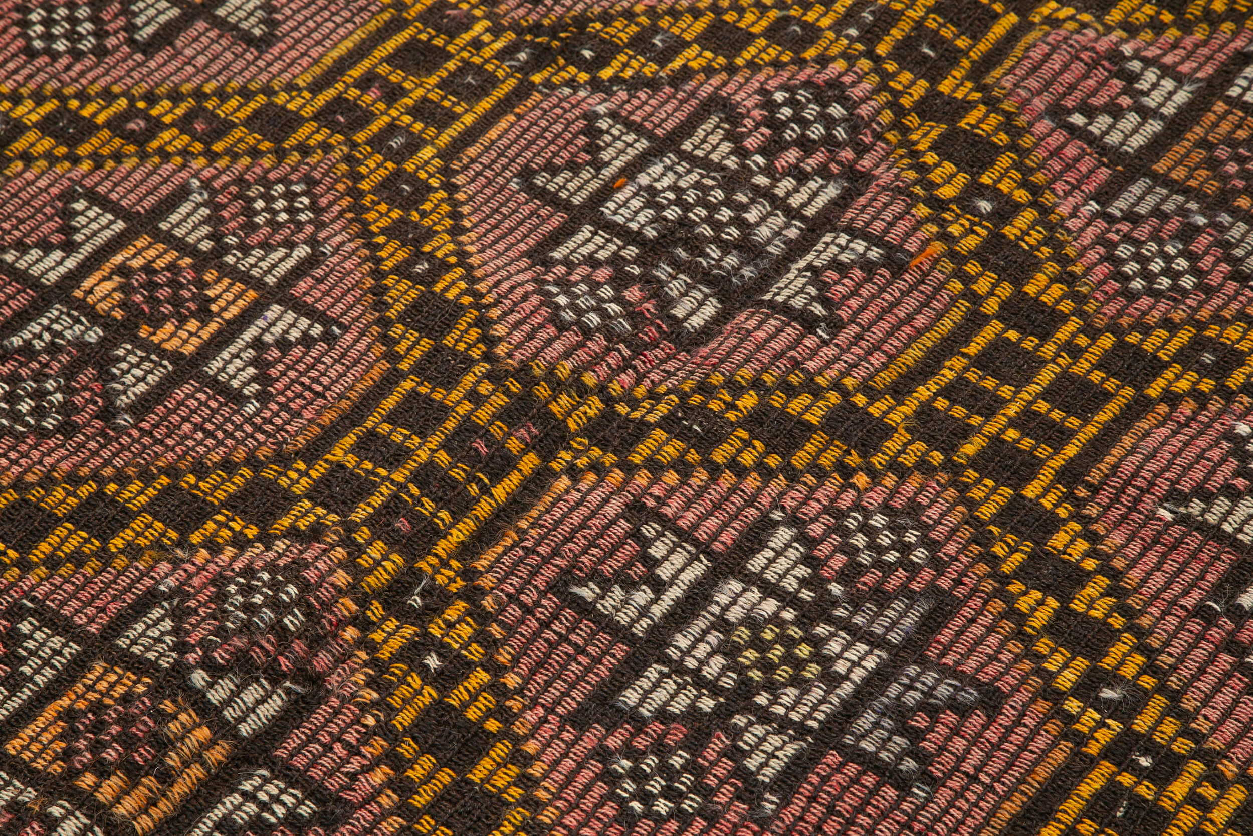 Handmade Kilim Rug - Brown Goat Hair Geometric Area Rug 5'10'' x 10'8''