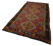 Handmade Geometric Kilim Rug - Brown Goat Hair, 5x10 Foot Vintage Area Rug