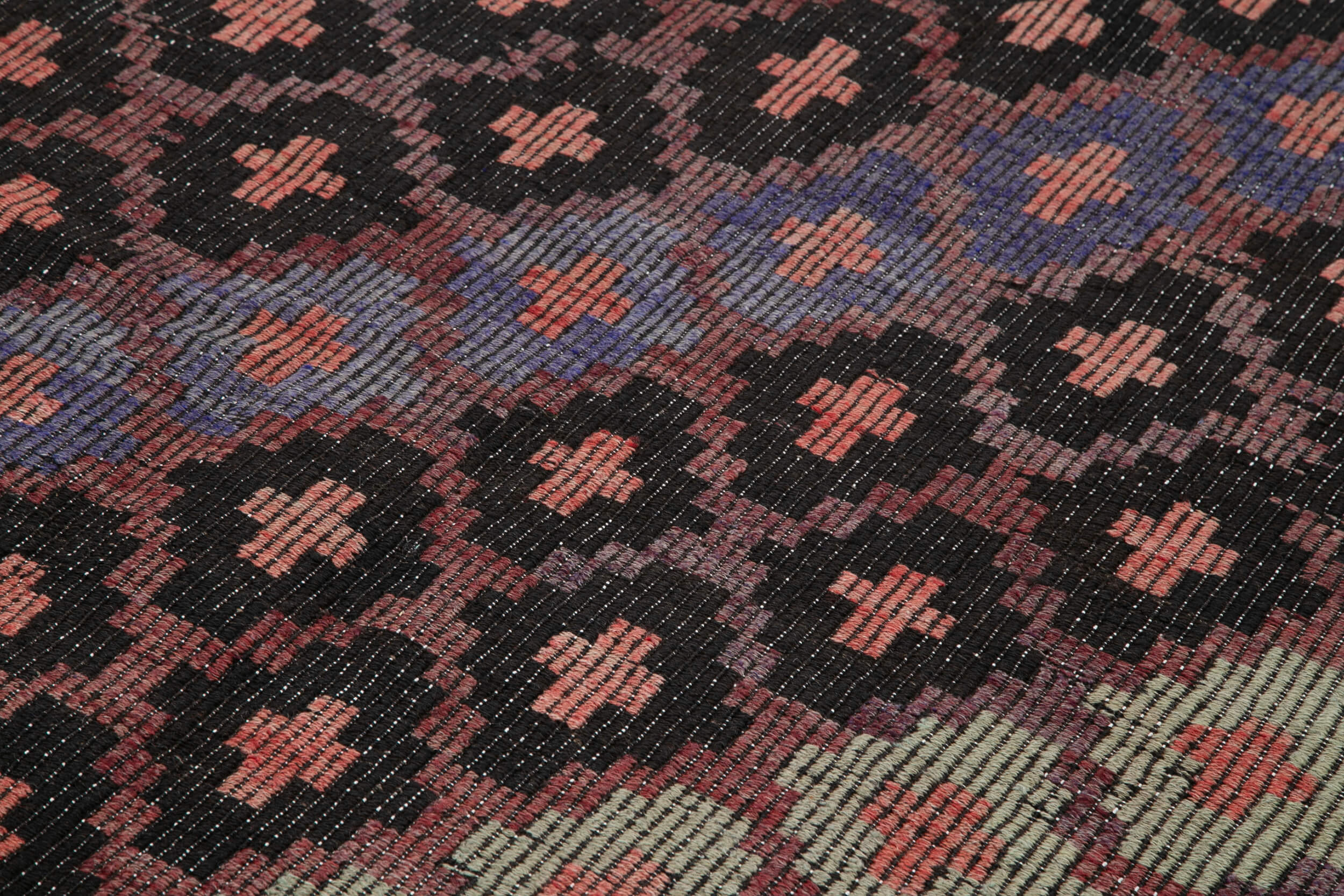 Handmade Geometric Rug - Turkish Kilim Carpet 6x10 Feet, Brown Wool & Goat Hair