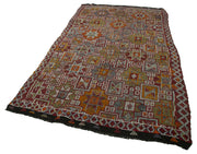 Handmade Geometric Kilim Rug – White Turkish Wool Carpet 5'3'' x 9'0''