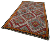 Handmade Kilim Rug - Geometric Area Rug with Goat Hair Carpet & Turkish Wool