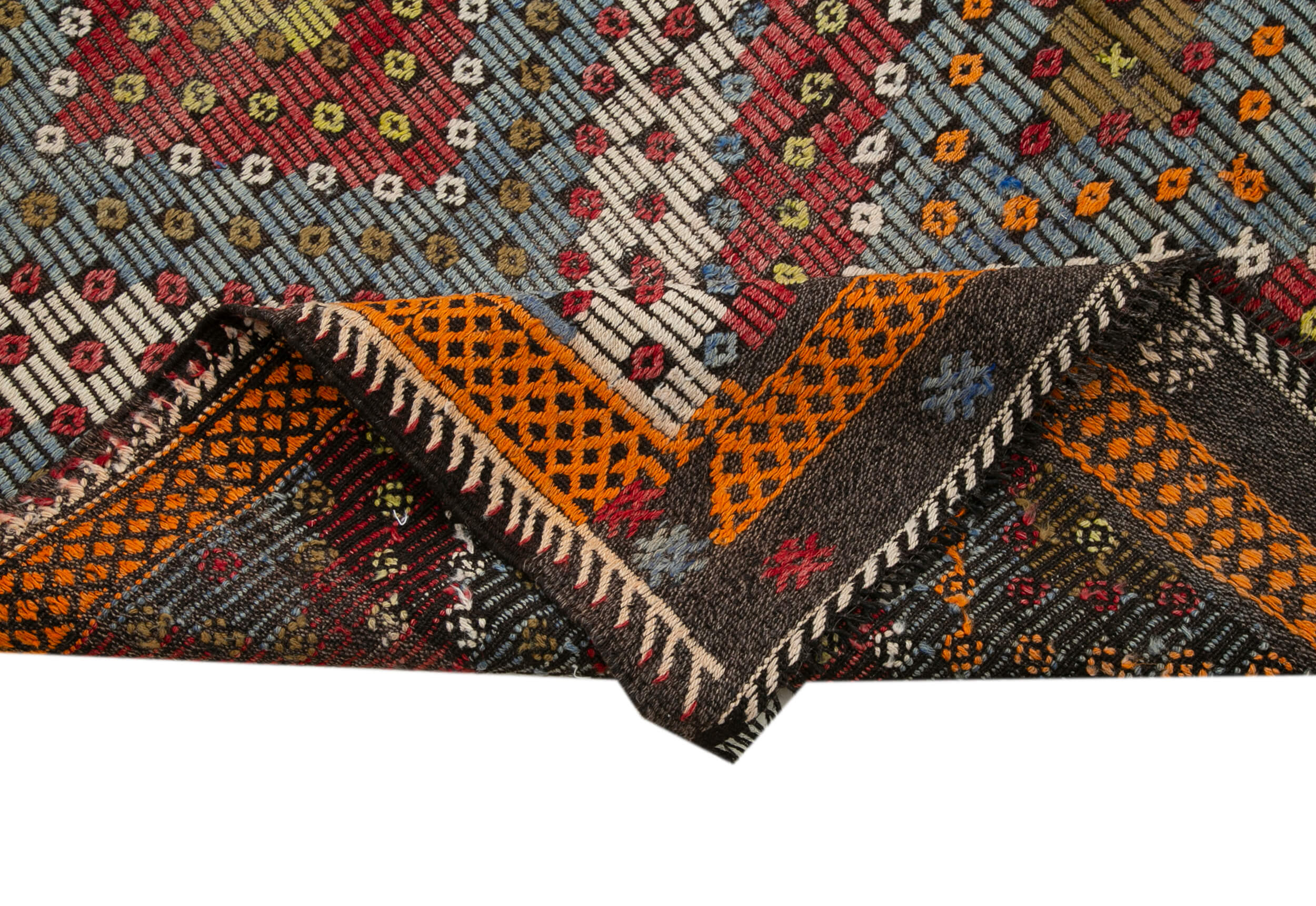 Handmade Kilim Rug - Geometric Area Rug with Goat Hair Carpet & Turkish Wool