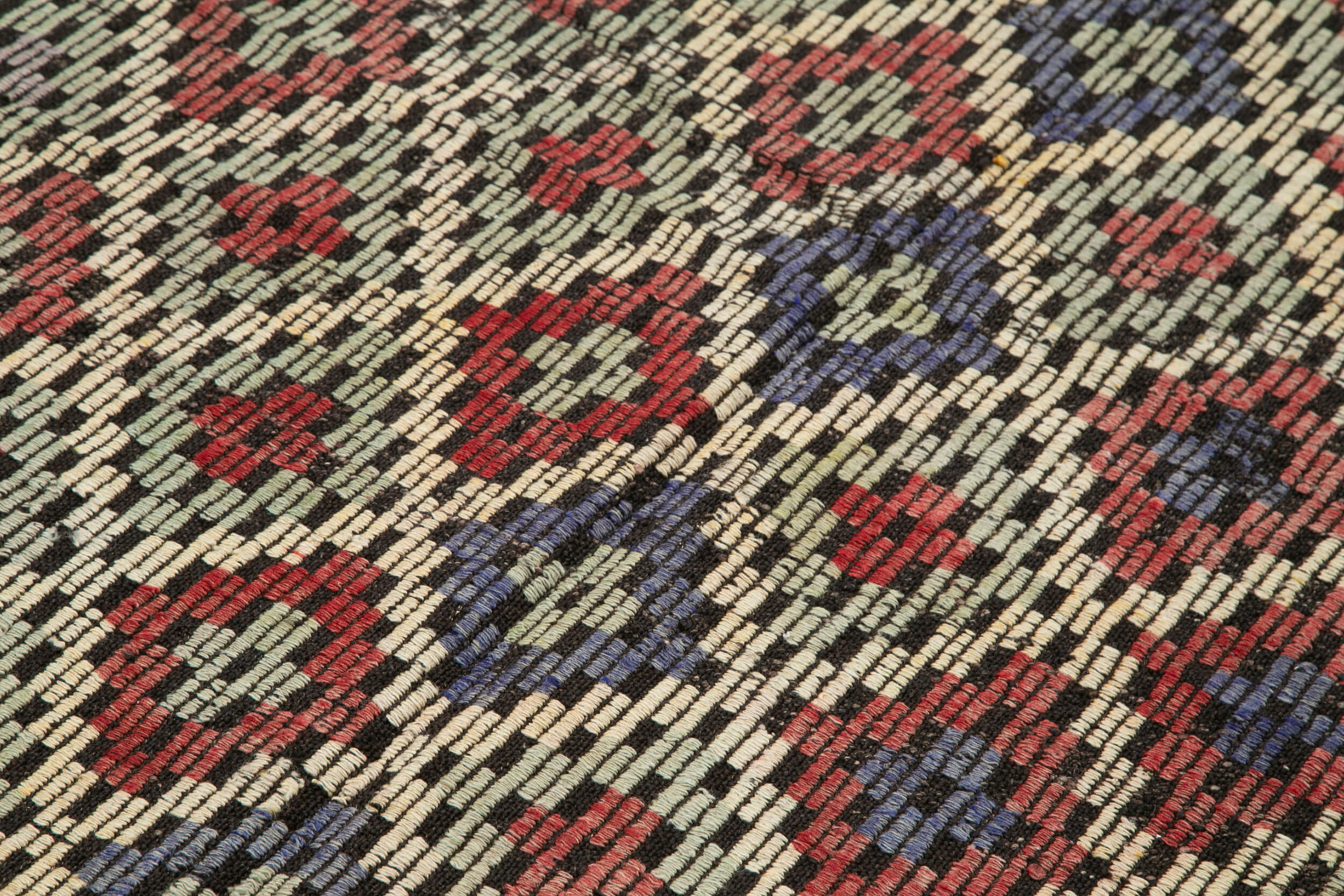 Handmade Geometric Kilim Rug – Brown Goat Hair Vintage Turkish Carpet 5'4''x7'9''