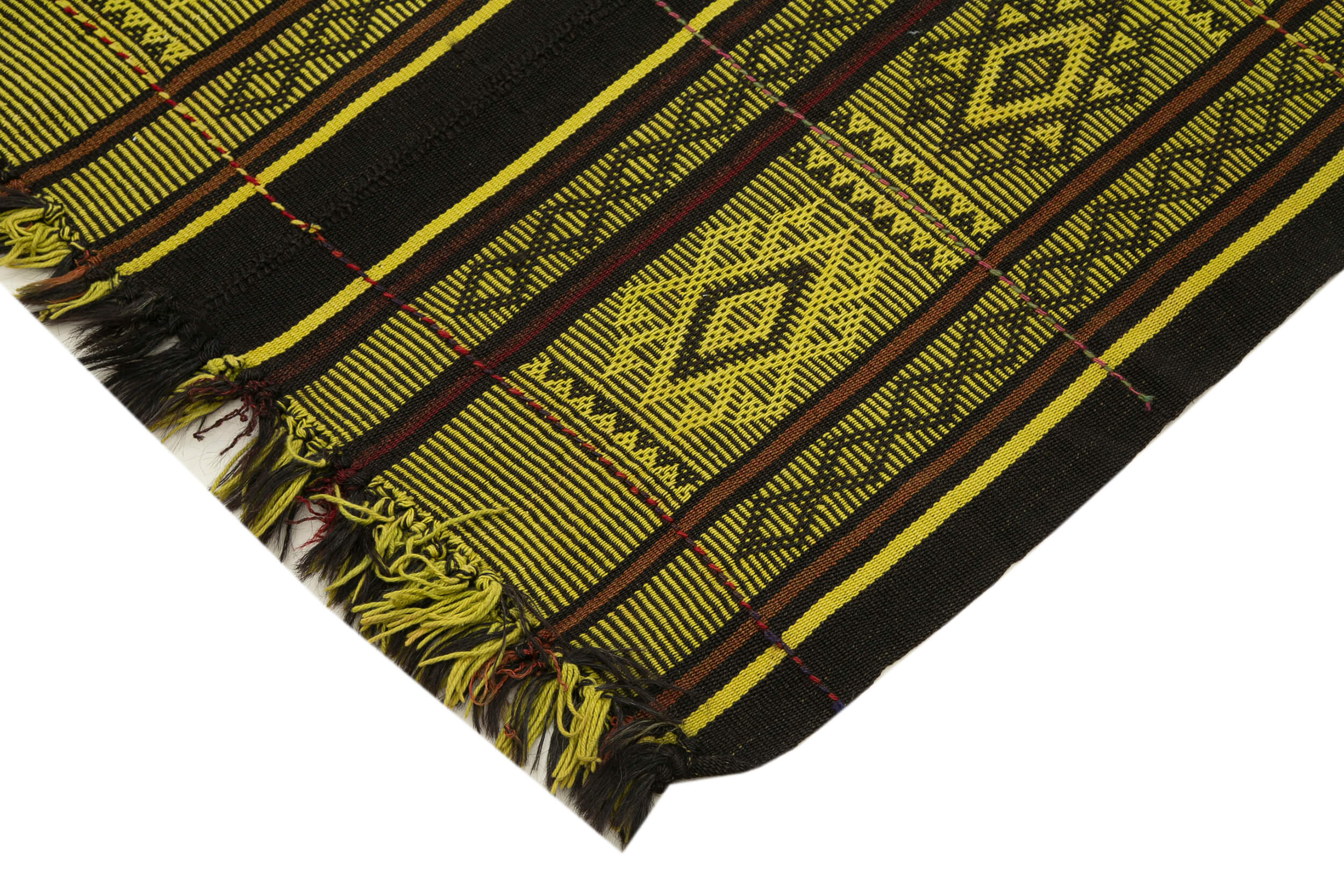 Handmade Kilim Rug - Yellow Geometric Kilim Rug With Goat Hair & Vintage Wool