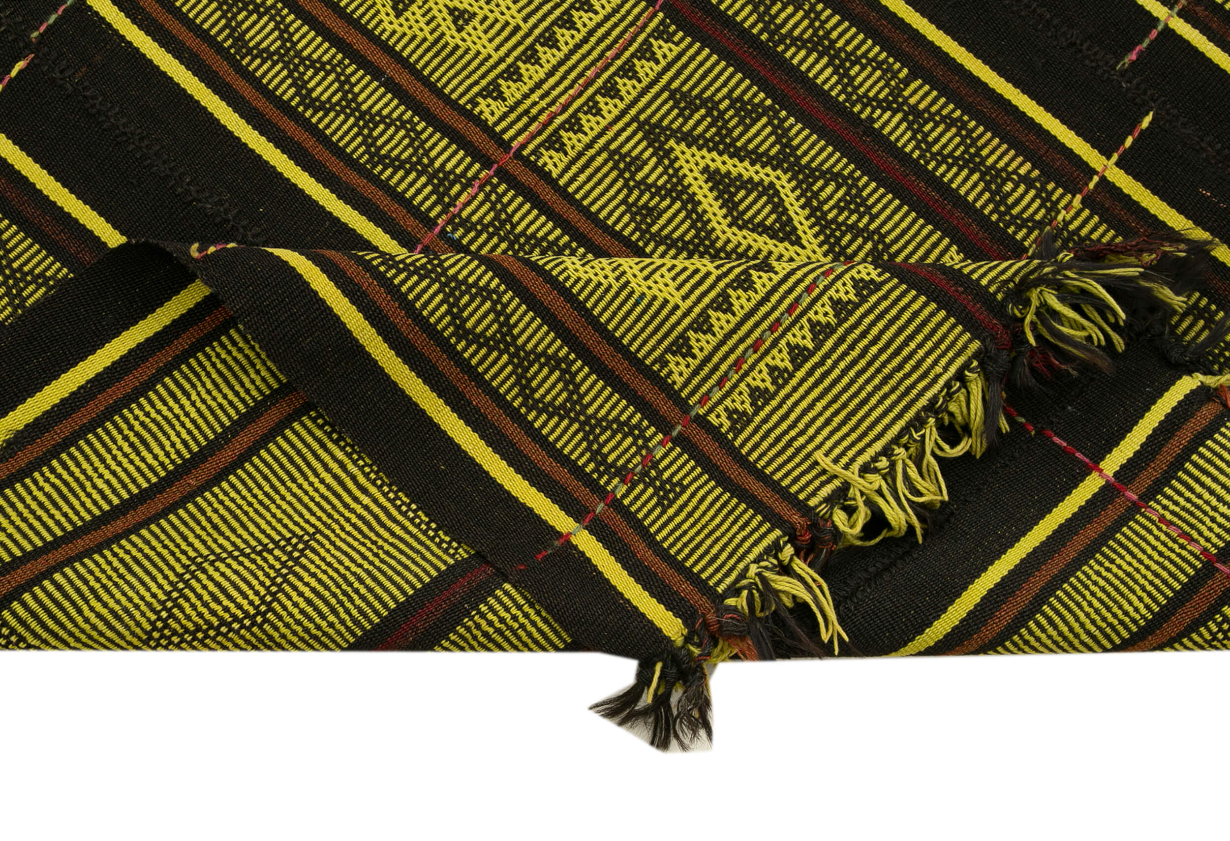 Handmade Kilim Rug - Yellow Geometric Kilim Rug With Goat Hair & Vintage Wool