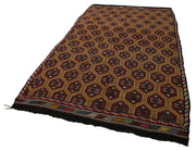 Handmade Geometric Kilim Rug - Brown Vintage Area Rug 5'6'' x 9'4'' Flat Weave Carpet
