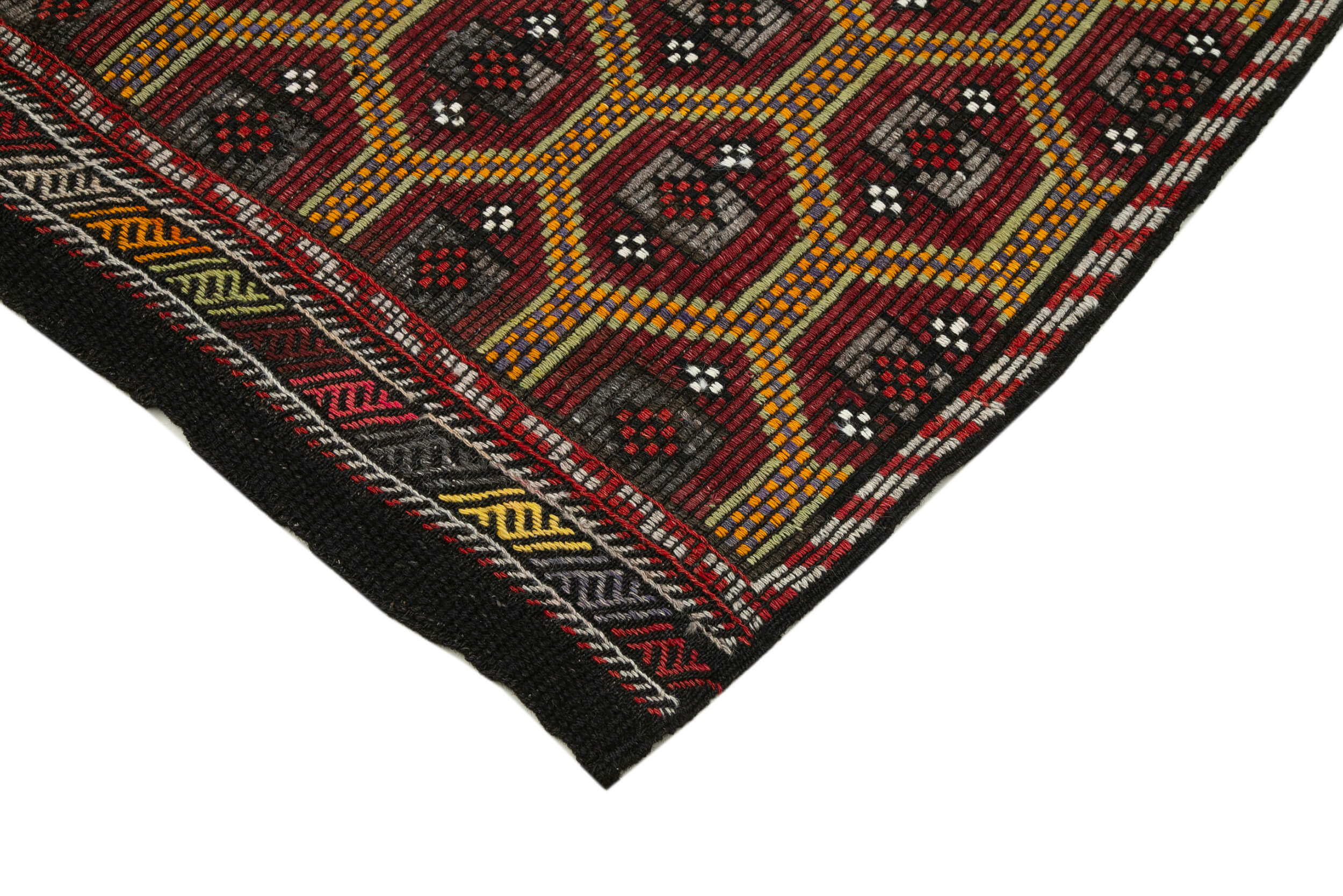 Handmade Geometric Kilim Rug - Brown Vintage Area Rug 5'6'' x 9'4'' Flat Weave Carpet