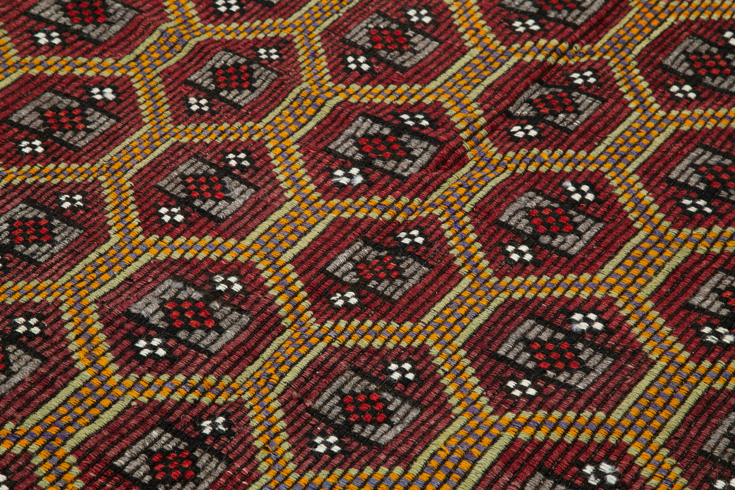 Handmade Geometric Kilim Rug - Brown Vintage Area Rug 5'6'' x 9'4'' Flat Weave Carpet