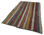 Handmade Kilim Rug – Geometric Kilim Rug with Goat Hair, Turkish Wool Carpet 5'8"x10'3"