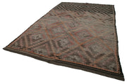 Handmade Geometric Rug - Kilim Area Rug Brown Goat Hair Carpet 7'7''x12'