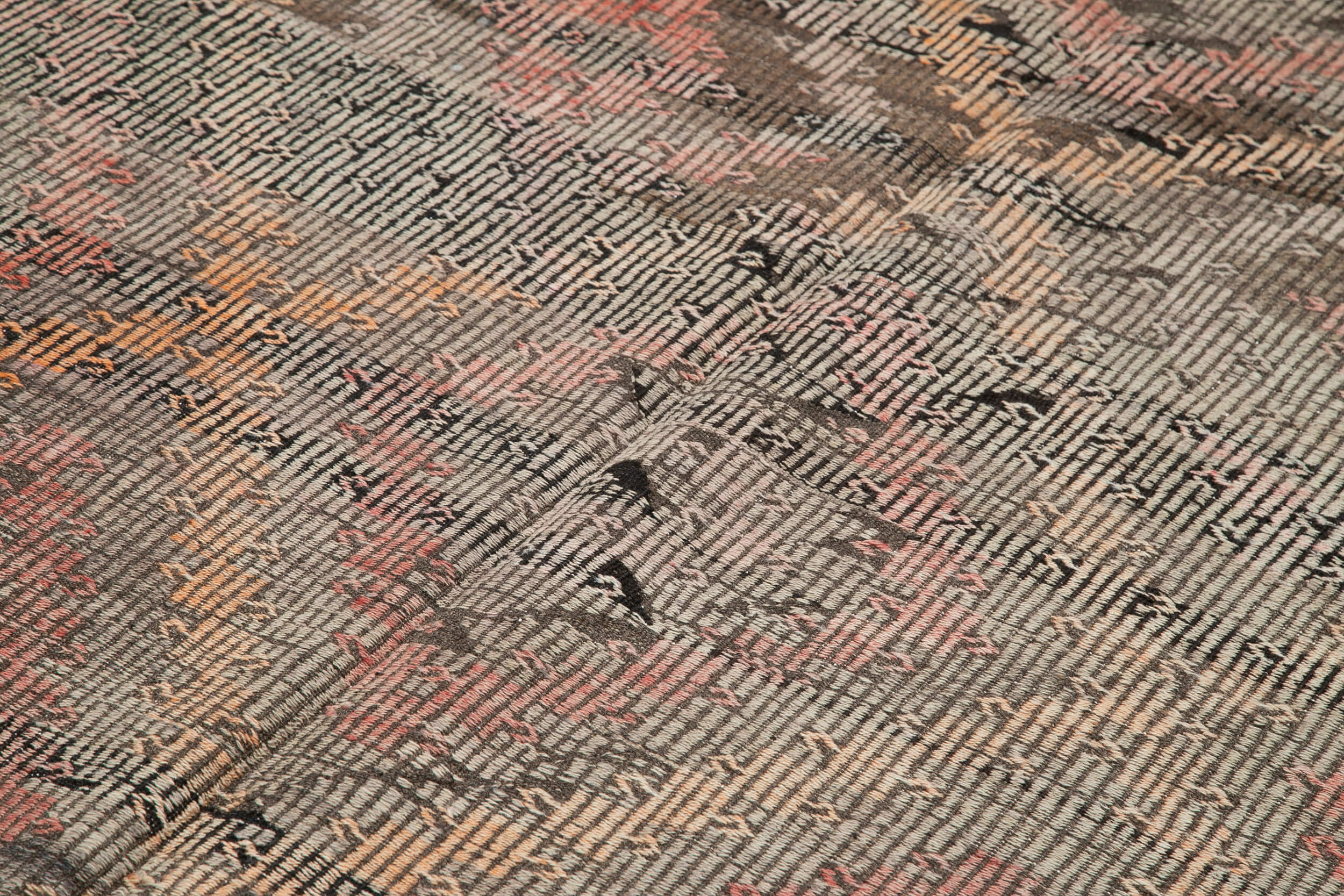 Handmade Geometric Rug - Kilim Area Rug Brown Goat Hair Carpet 7'7''x12'