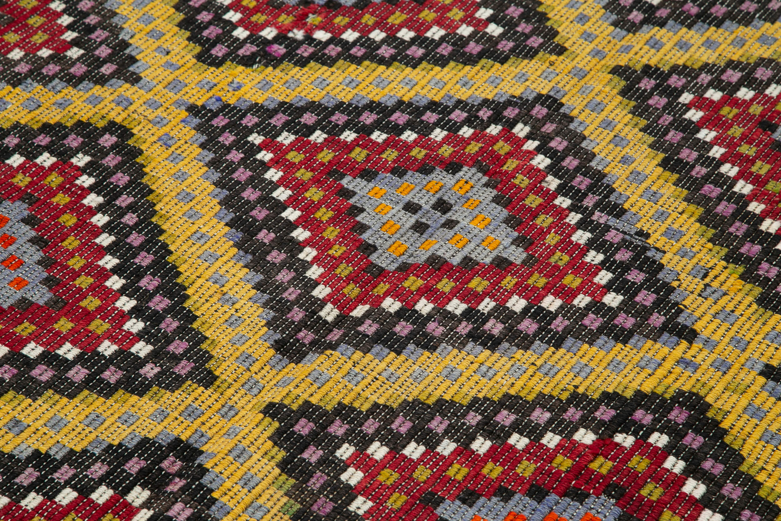 Handmade Kilim Rug - White Geometric Area Rug 6x12, Goat Hair Carpet