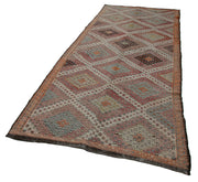 Handmade Kilim Rug – Beige Geometric Goat Hair Carpet, Flat Weave, Durable Living Room Area Rug 4'9''x12'2''