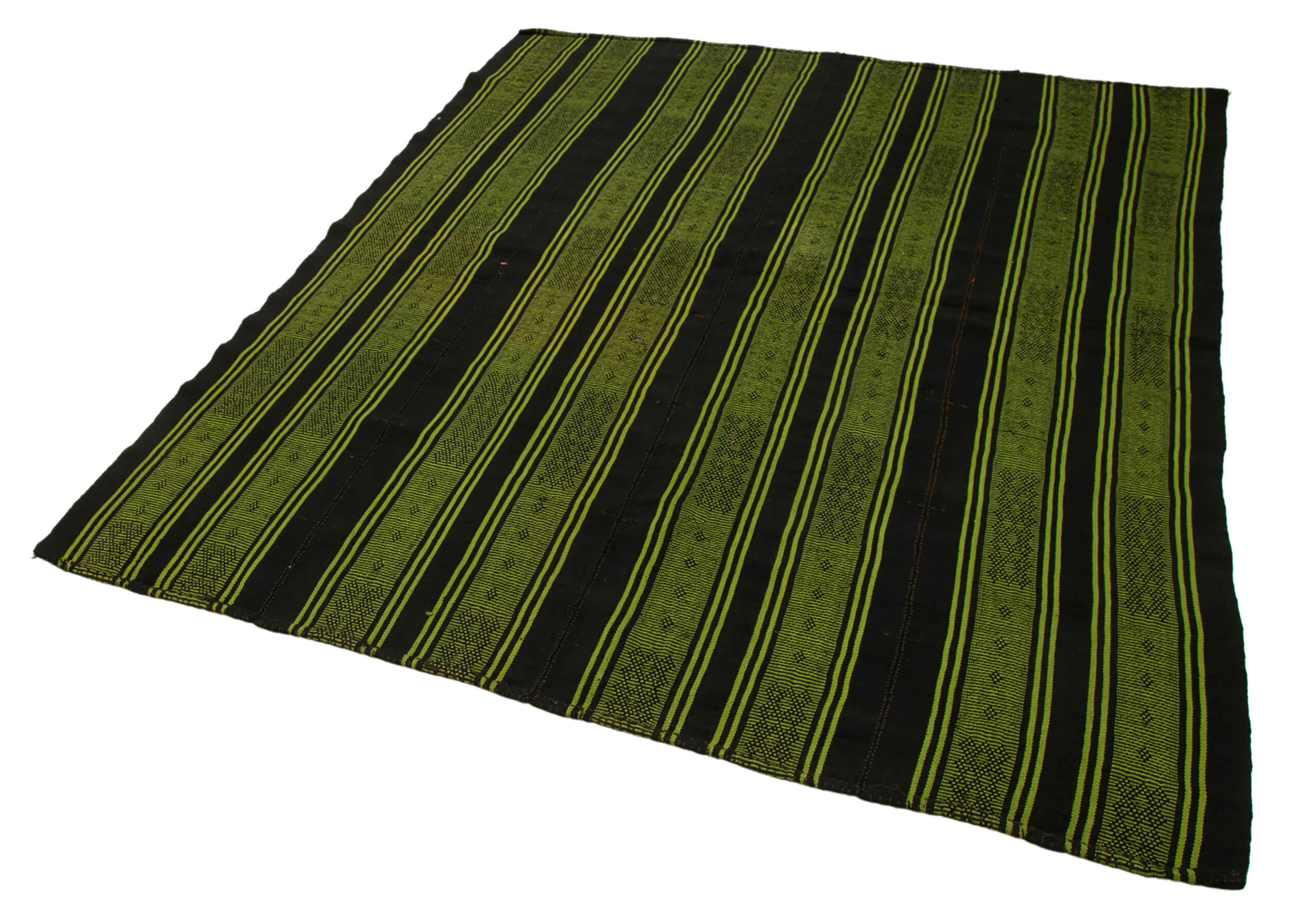 Handmade Geometric Kilim Rug - Brown Goat Hair Wool 5x7 Feet Area Rug